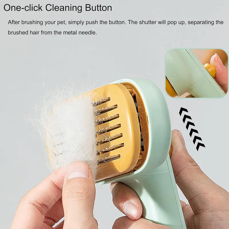 Cat Dod Pin Brush with Release Button - Professional Grooming Brush for Long and Short Haired Dogs and Cats, Self-Cleaning Slicker Brush for Effective Fur Removal, Mat Detangling, and Pet Massage