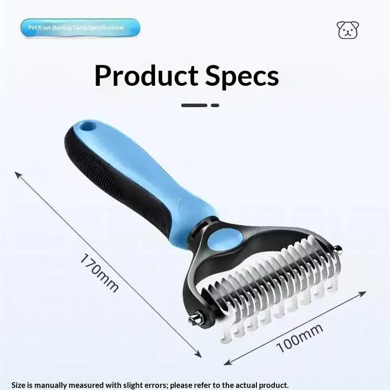 Professional Dematting Undercoat Rake for Long-Haired Dogs and Cats, Double-Sided Grooming Comb for Loose Fur and Light Tangles, Essential Coat Care Tool, Results May Vary by Coat Type