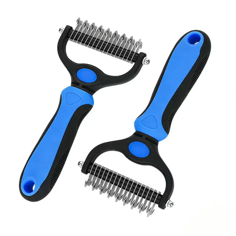 Professional Dematting Undercoat Rake for Long-Haired Dogs and Cats, Double-Sided Grooming Comb for Loose Fur and Light Tangles, Essential Coat Care Tool, Results May Vary by Coat Type