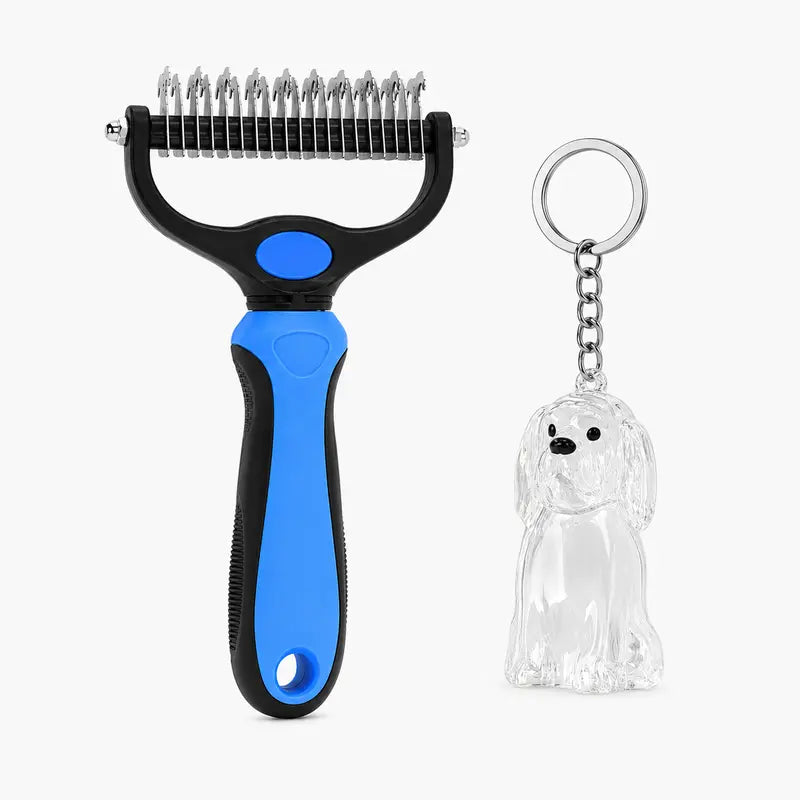 Professional Dematting Undercoat Rake for Long-Haired Dogs and Cats, Double-Sided Grooming Comb for Loose Fur and Light Tangles, Essential Coat Care Tool, Results May Vary by Coat Type