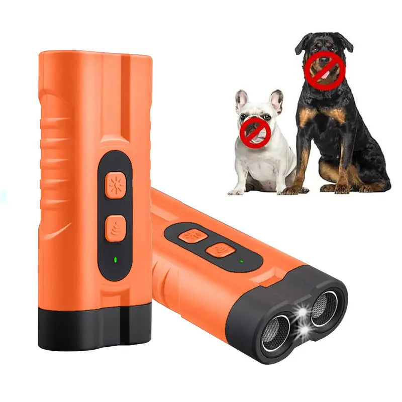 Rechargeable Ultrasonic Dog Bark Deterrent with 30Ft Range and LED Flashlight - Safe, No Shock Training Tool for Small to Large Dogs