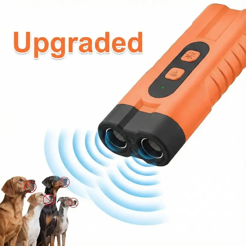 Rechargeable Ultrasonic Dog Bark Deterrent with 30Ft Range and LED Flashlight - Safe, No Shock Training Tool for Small to Large Dogs