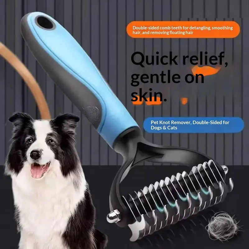 Professional Dematting Undercoat Rake for Long-Haired Dogs and Cats, Double-Sided Grooming Comb for Loose Fur and Light Tangles, Essential Coat Care Tool, Results May Vary by Coat Type