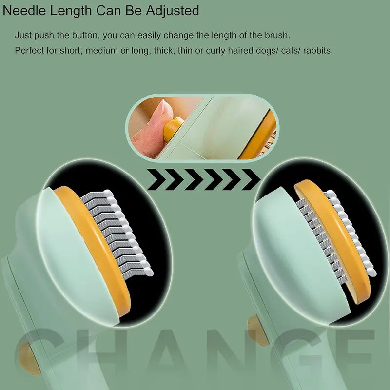 Cat Dod Pin Brush with Release Button - Professional Grooming Brush for Long and Short Haired Dogs and Cats, Self-Cleaning Slicker Brush for Effective Fur Removal, Mat Detangling, and Pet Massage