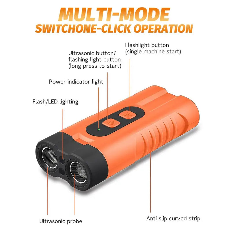 Rechargeable Ultrasonic Dog Bark Deterrent with 30Ft Range and LED Flashlight - Safe, No Shock Training Tool for Small to Large Dogs