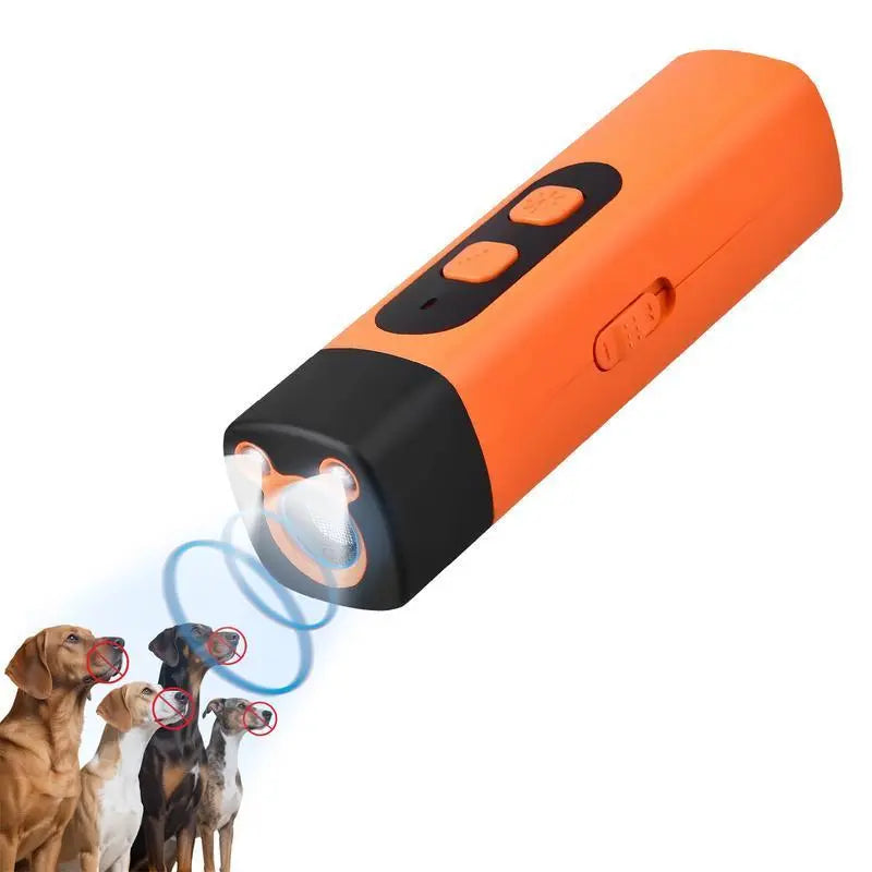 Rechargeable Ultrasonic Dog Bark Deterrent with 30Ft Range and LED Flashlight - Safe, No Shock Training Tool for Small to Large Dogs