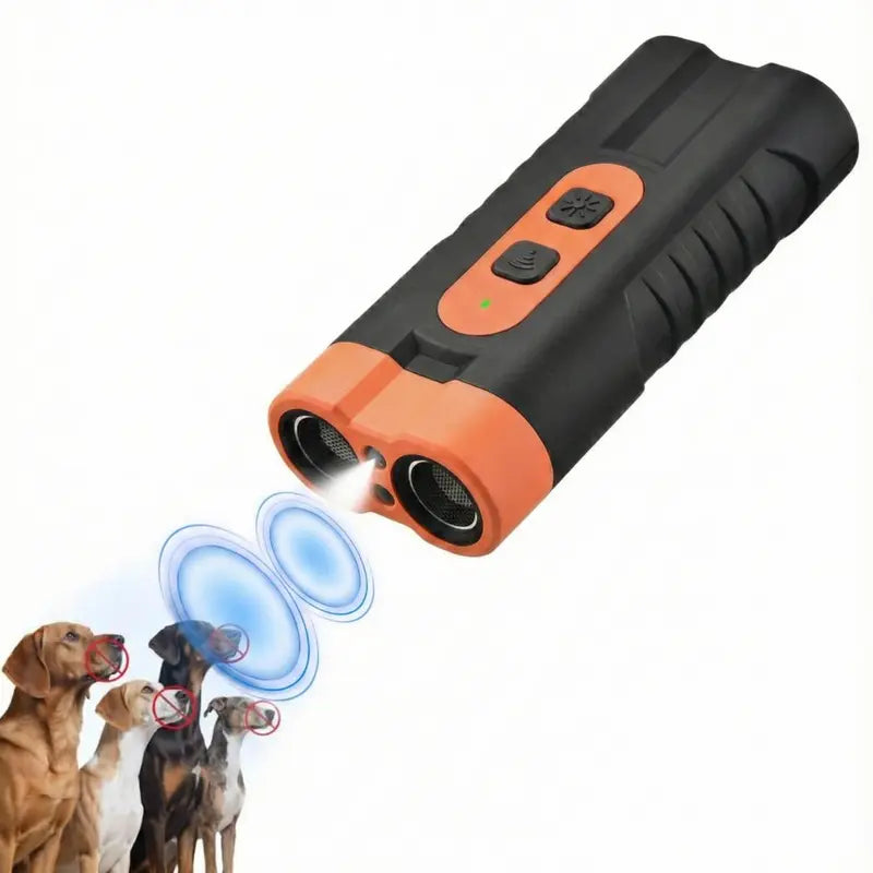 Rechargeable Ultrasonic Dog Bark Deterrent with 30Ft Range and LED Flashlight - Safe, No Shock Training Tool for Small to Large Dogs
