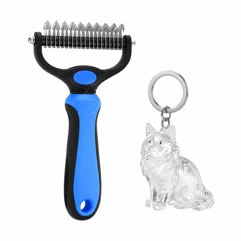 Professional Dematting Undercoat Rake for Long-Haired Dogs and Cats, Double-Sided Grooming Comb for Loose Fur and Light Tangles, Essential Coat Care Tool, Results May Vary by Coat Type