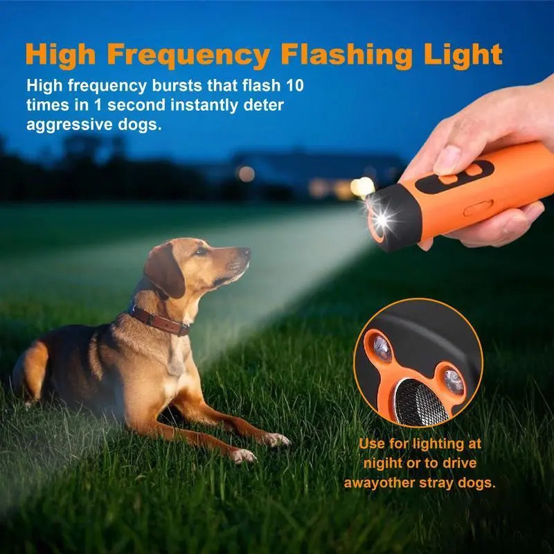 Rechargeable Ultrasonic Dog Bark Deterrent with 30Ft Range and LED Flashlight - Safe, No Shock Training Tool for Small to Large Dogs