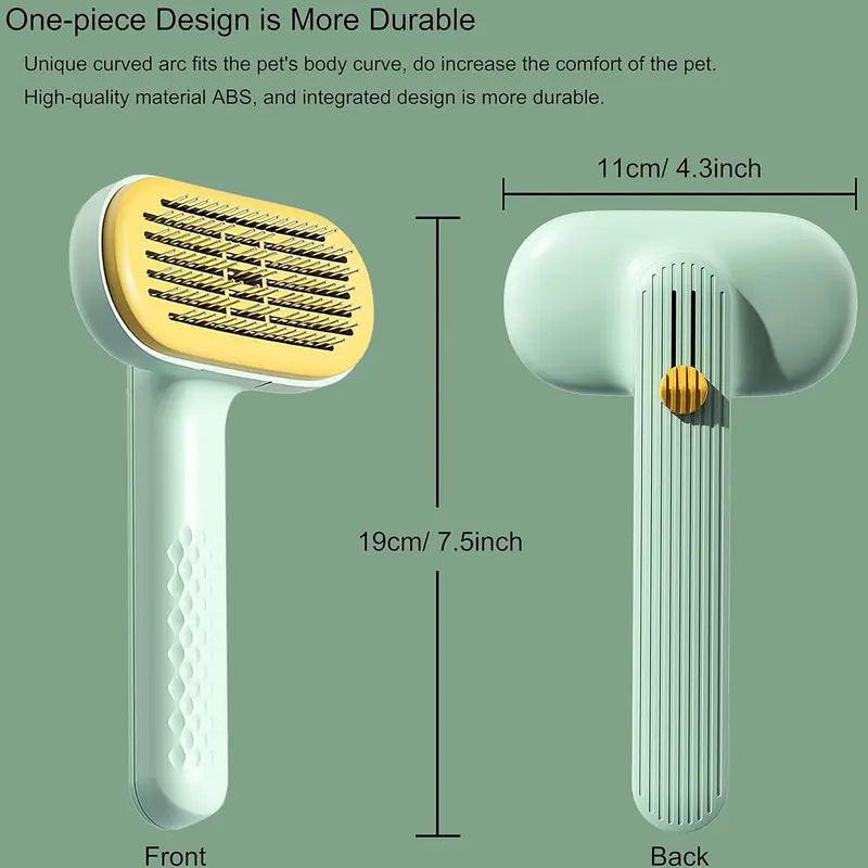 Cat Dod Pin Brush with Release Button - Professional Grooming Brush for Long and Short Haired Dogs and Cats, Self-Cleaning Slicker Brush for Effective Fur Removal, Mat Detangling, and Pet Massage